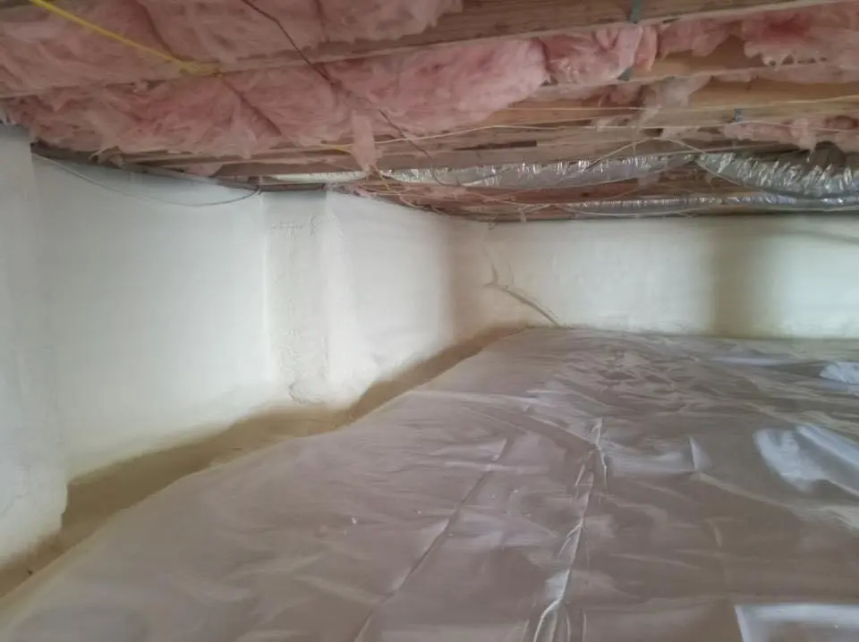 Crawl space encapsulation with closed-cell spray foam for Attic Insulation in Woodstock